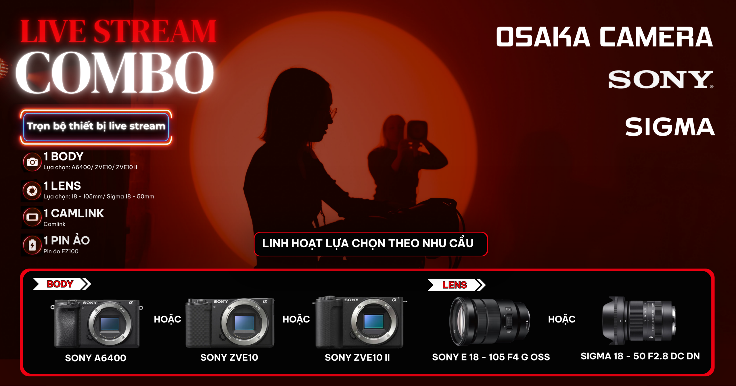 Combo live stream Sony Livestream bán hàng máy ảnh live stream