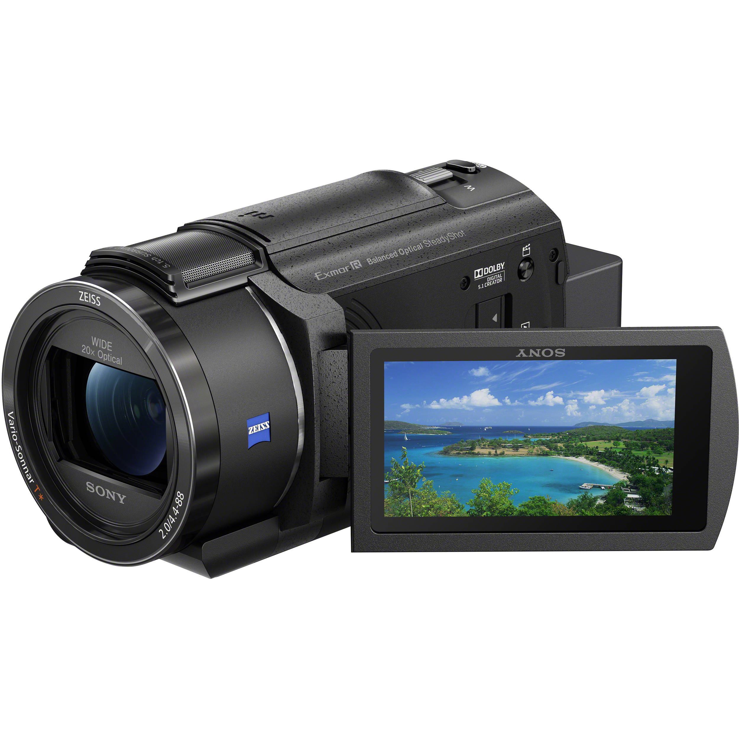 Sony FDR-AX43A UHD 4K Handycam - Màn hình cảm ứng và cổng kết nối ngoại vi