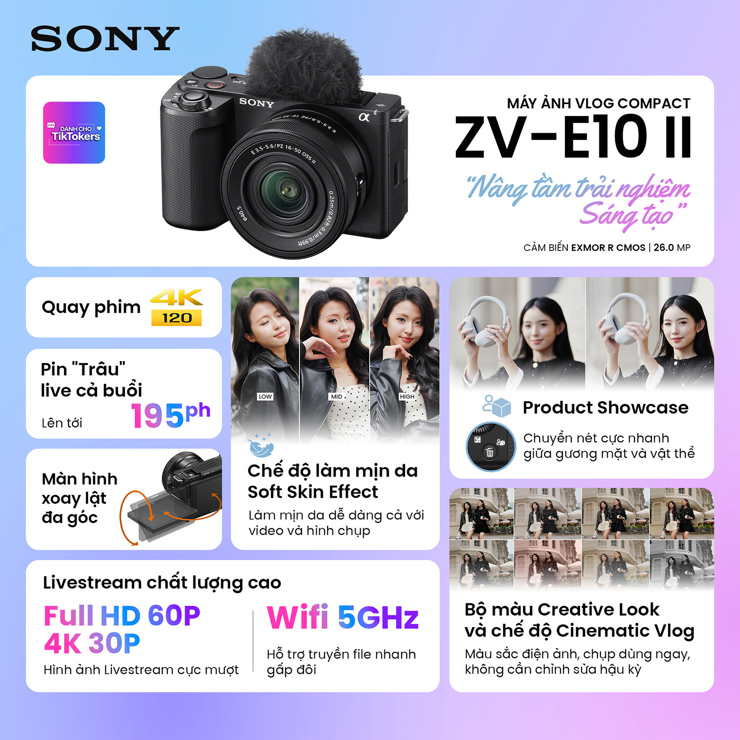 Sony ZV-E10 II (Black) - Cảm biến quang học và hệ thống điều khiển